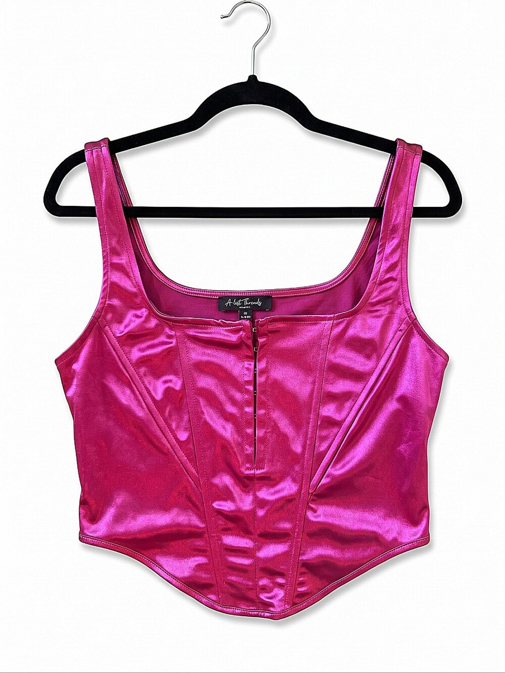 NWT! Mixed Threads Fuchsia Satin Corset Tank Top